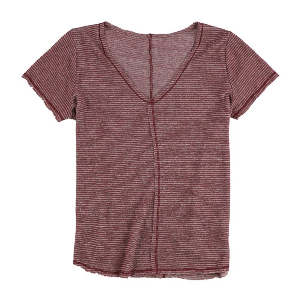 Tags Weekly Womens Striped Basic T-Shirt, Red, M, DM